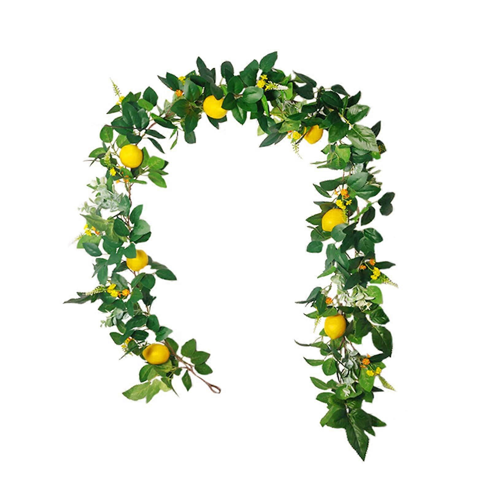 WYSRJ Artificial Lemon Garland 6Ft Faux Greenery Vine Yellow Lemon Spring Fruit Decorative Wall Hanging for Front Door