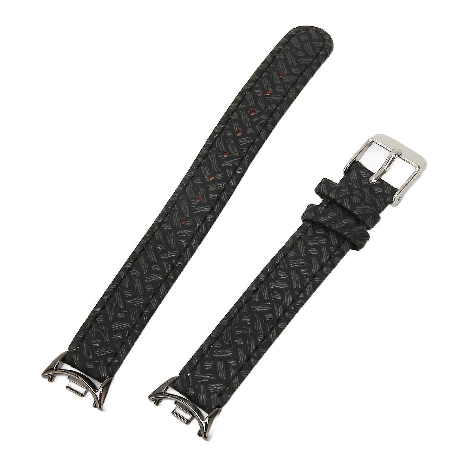 Breathable PU Leather Strap for Mi Band 8 Black Woven Pattern