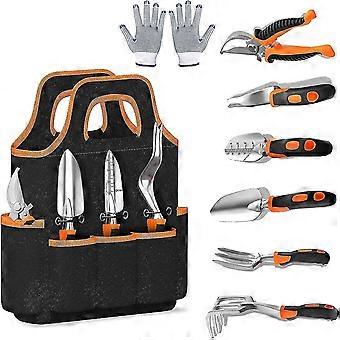 Gartenwerkzeug-Set, 8-teiliges Edelstahl-Hochleistungs-Gartengeräte-Set mit rutschfestem Gummigriff, Aufbewahrungstasche, Outdoor-Handwerkzeugen, Gartenschere s