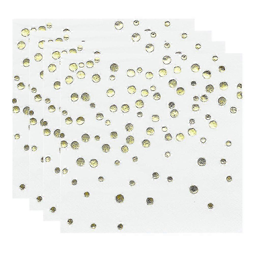 JiaWei 100 Pcs/pack Serviettes jetables Serviettes de table blanches Serviette brillante Serviette de table en or brillant Point motif papier qi7