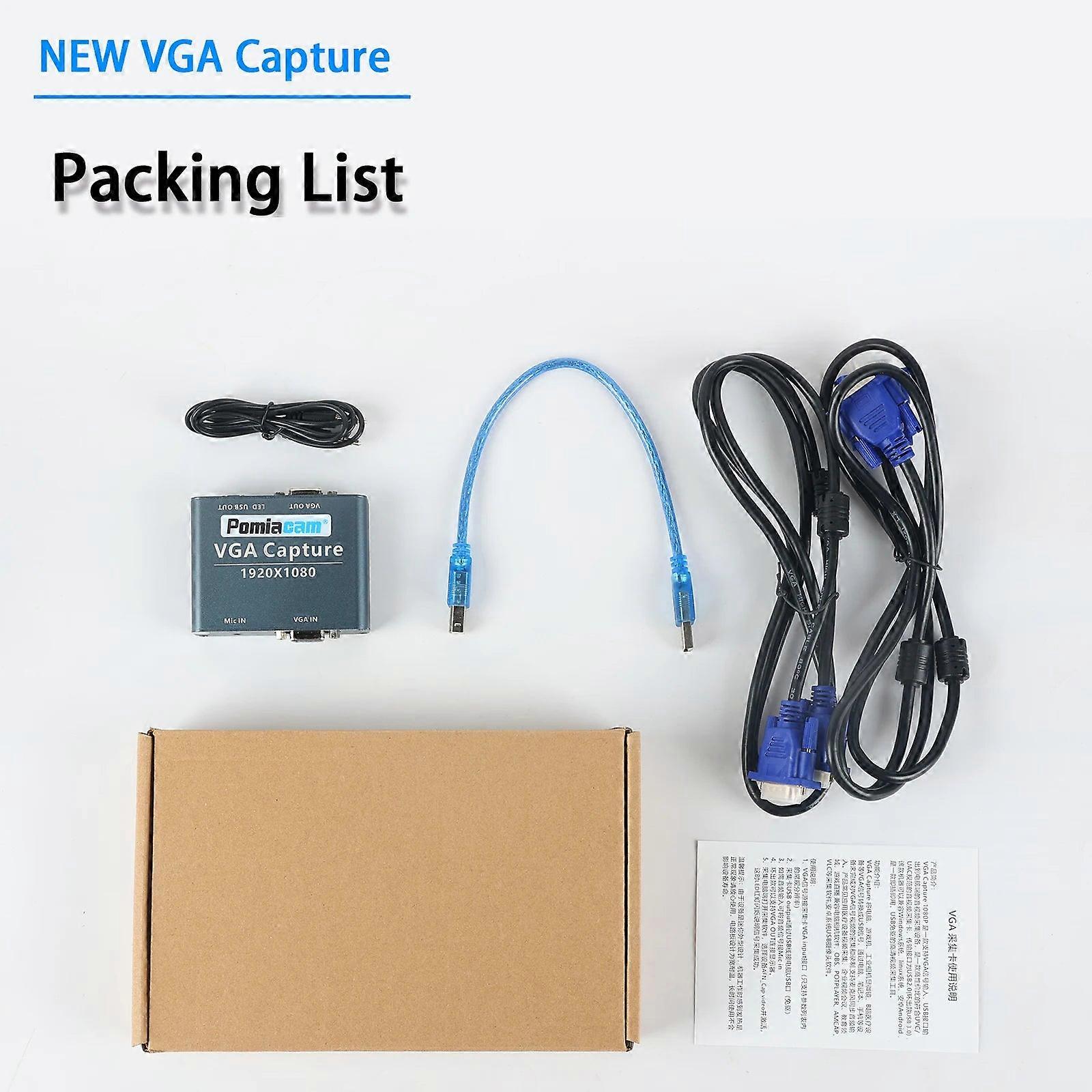 适用于 Android、Windows、Linux 的高清 1080p 视频采集卡 Vga 转 USB 适配器 -