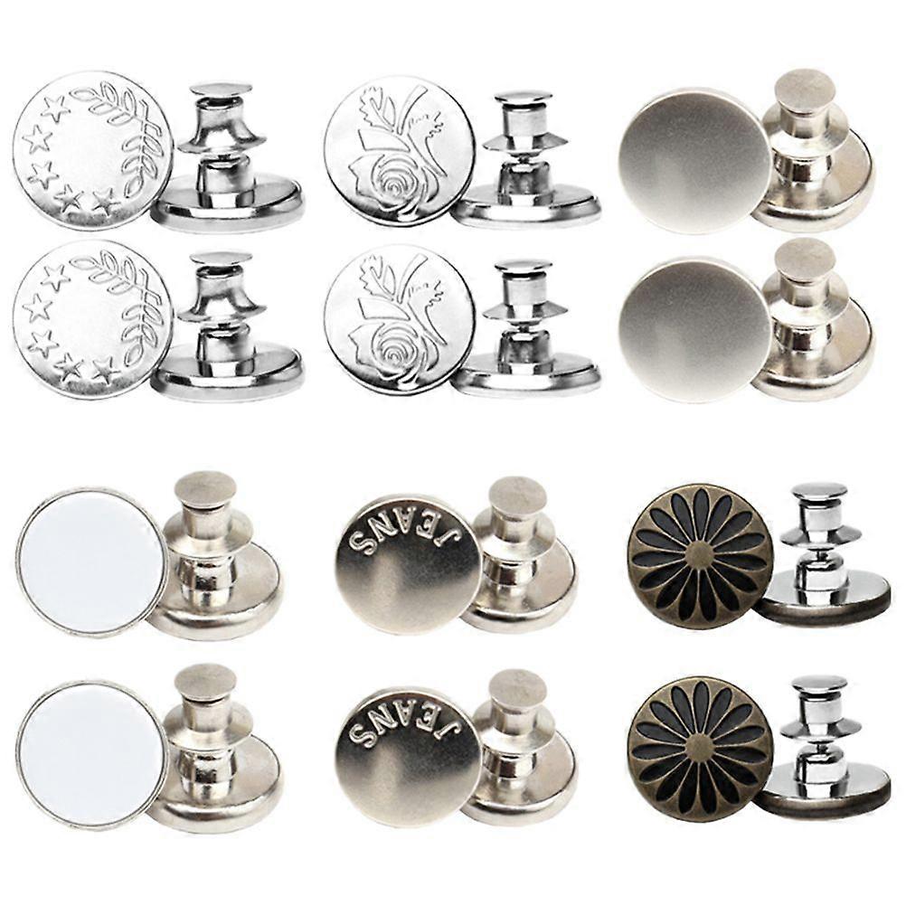 12 Pcs Instant Button Adjustable Jeans Button Nail Free Removable Waist Buckle