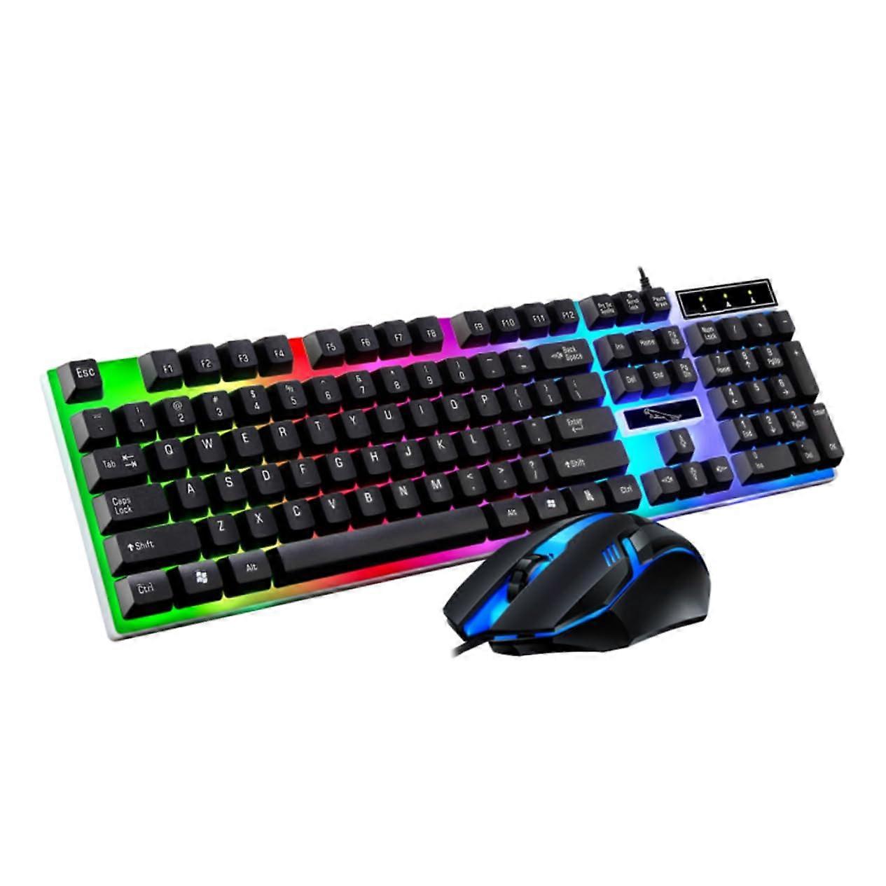 Wired Keyboard and Mouse Black Full-Size Keyboard Led Backlight Wired Mouse Ergonomic Design for Comfort