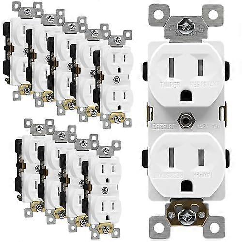 Duplex-stikkontakter, manipulationssikre, 3-leder jordforbindelse, 2-polet, 5-15R, 15A 125V