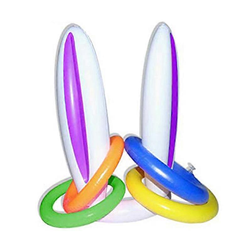 Inflatable Easter Rabbit Ears Hat with 4 Rings Wearable Bunny Toss Toy Easter Bunny Toy For Party Game Kids Outdoor