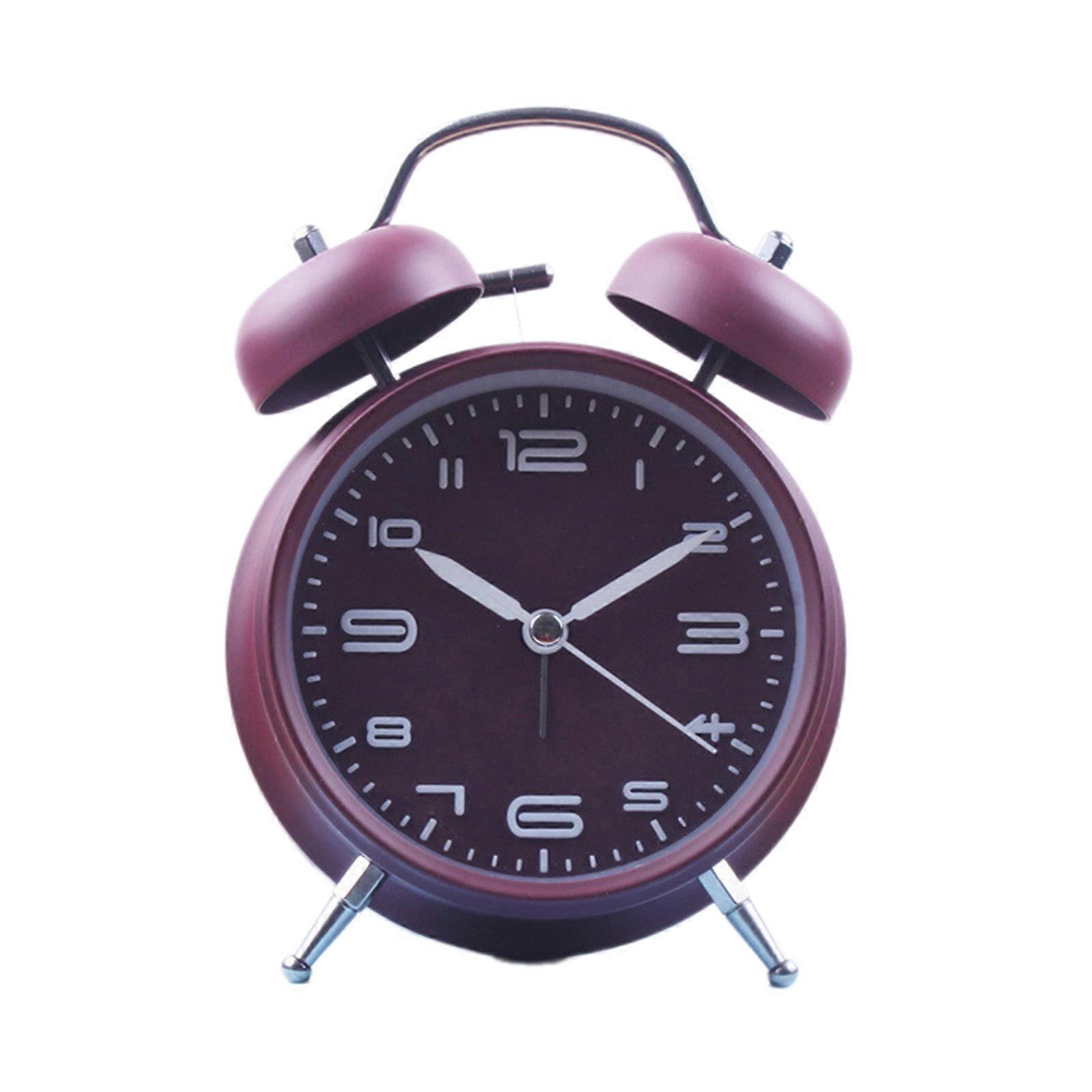 Alarm Clock, Noiseless Clock with Light and Noiseless for Heavy Sleepers 4.6" Analogue Alarm Clock Burgundy