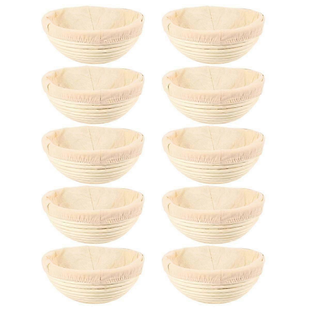 10X Round Banneton Proofing Basket Set Brot Form Unbleached Natural Cane Bread Baking Kit with Cl