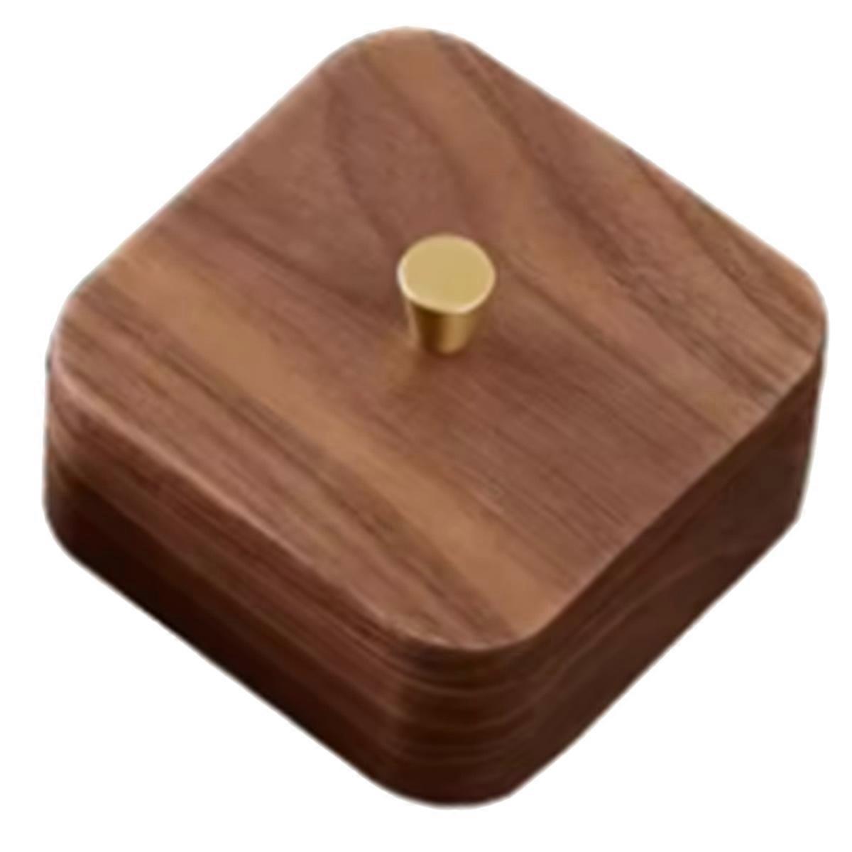 Solid Wood Toothpick/Floss Storage Box with Dustproof Lid