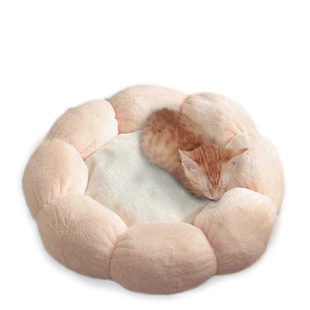 Warm Plush Pet Cat Bed, Soft Flower Kitten Cushion Mat Cute Puppy Cat Cuddler for Winter Carpet for Puppy Kitten