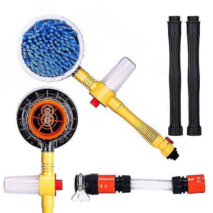 Kefa na čistenie auta, súprava na čistenie automobilov, 360 rotačný mop, kefa na umývanie auta s dlhou rukoväťou z mikrovlákna (žltá)