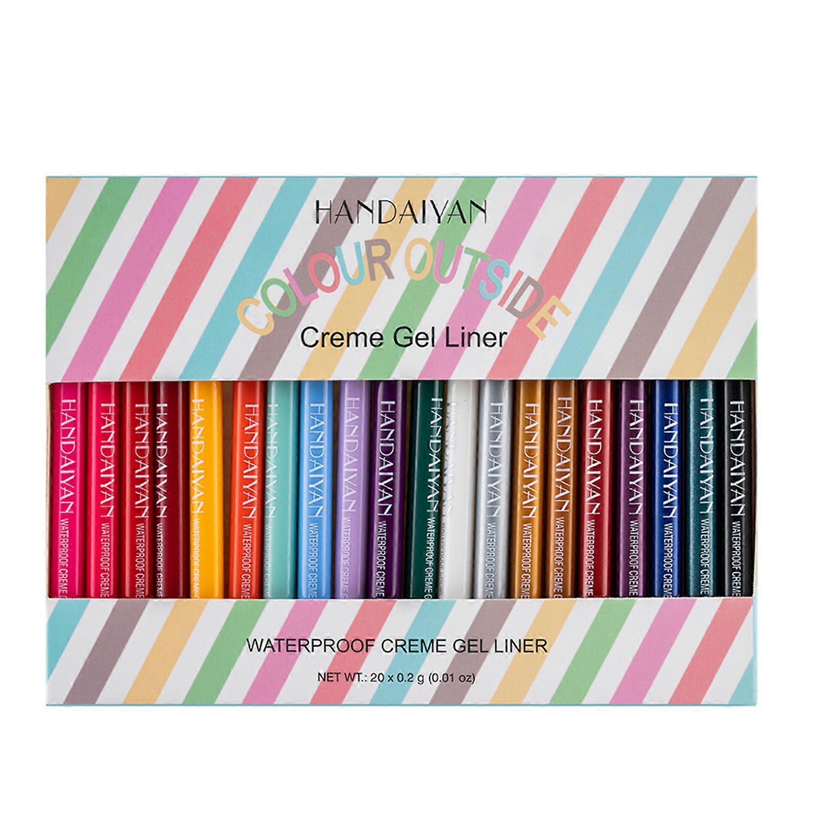 20pcs Fast Dry Gel Eyeliners Set Pigmented Hypoallergenic Effect Eyeliners