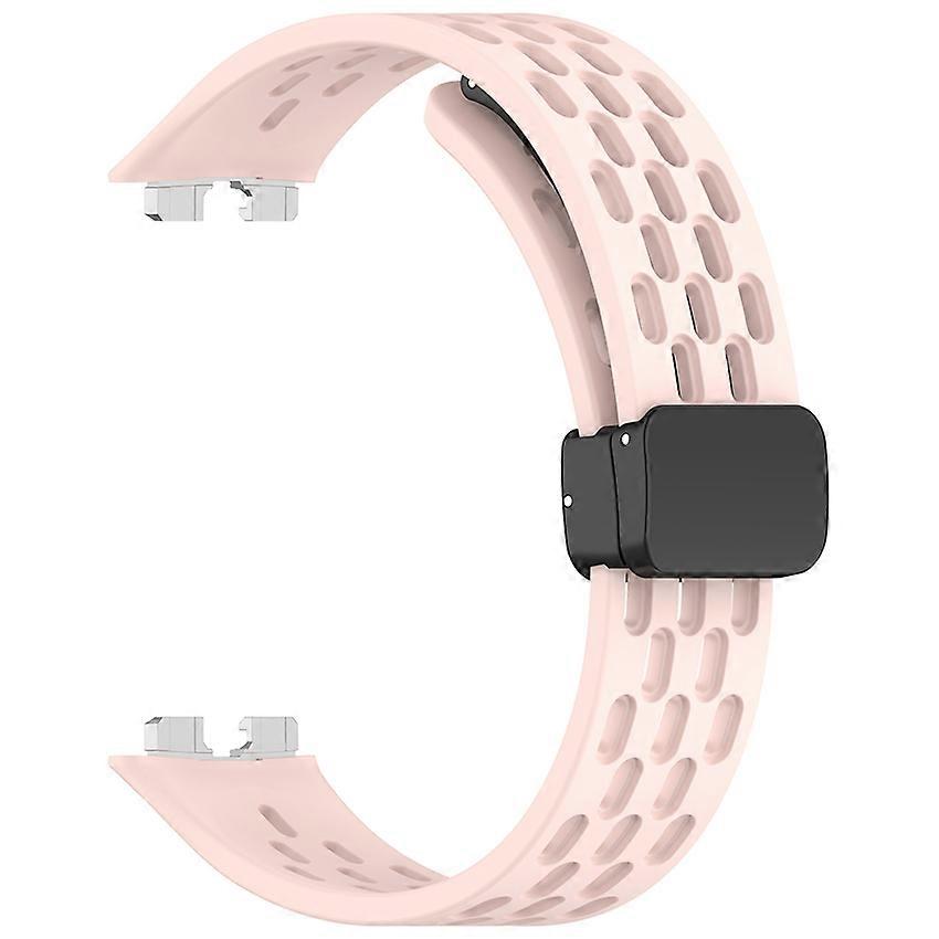 Watch Strap Folding Buckle Watch Band for HUAWEI Band 10/9/8 (Dawn Pink)