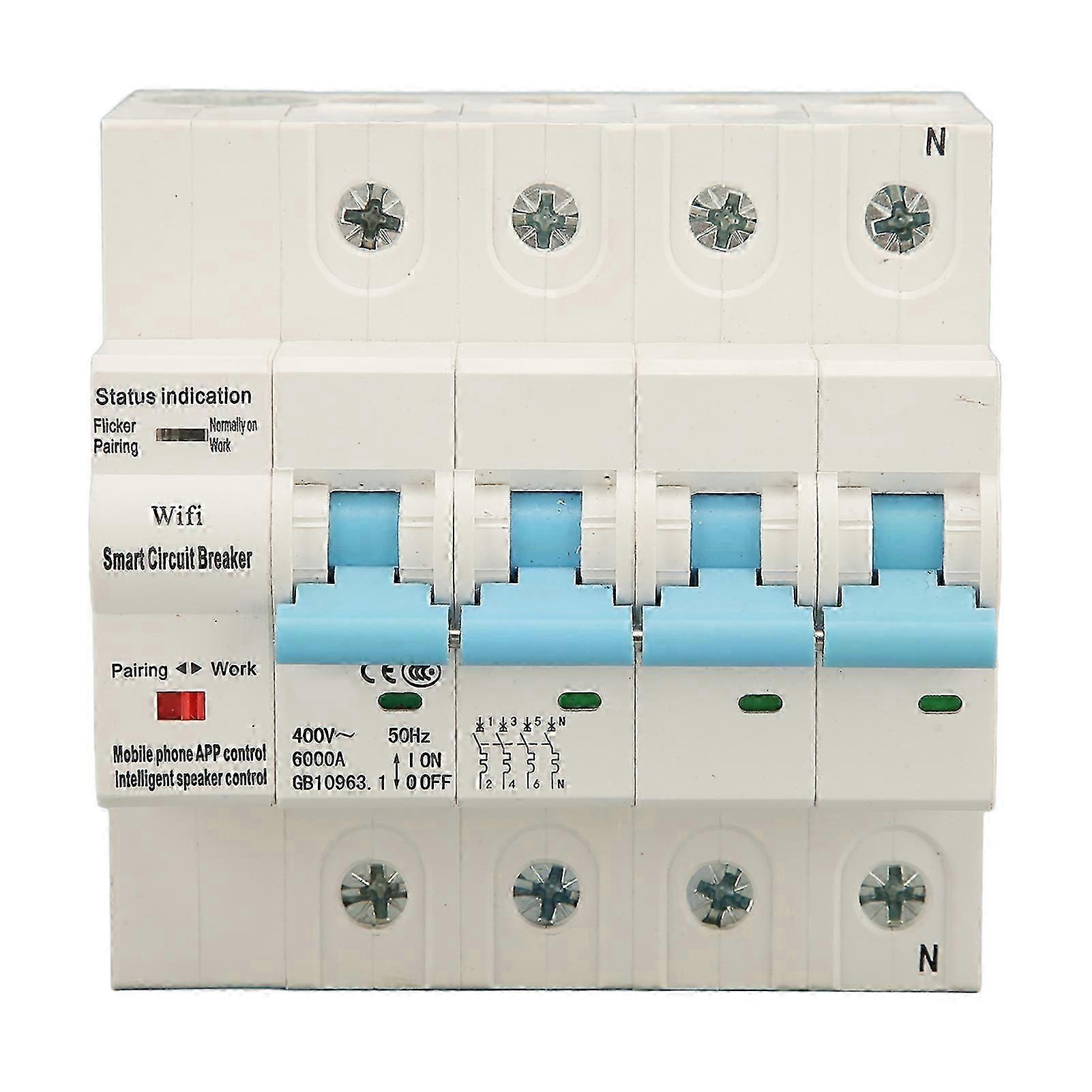 WIFI Circuit Breaker Rail Mounted Leakage Protection Air Switch for Home Dorm 4P AC400V 125A