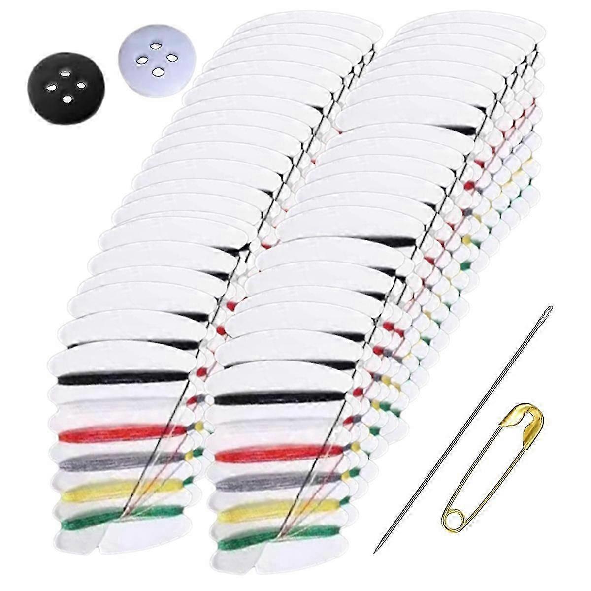 50 Pack Mini Sewing Kit Travel Size Thread Repair Kit with Needles, Threads, Button and Safe Pins-Good