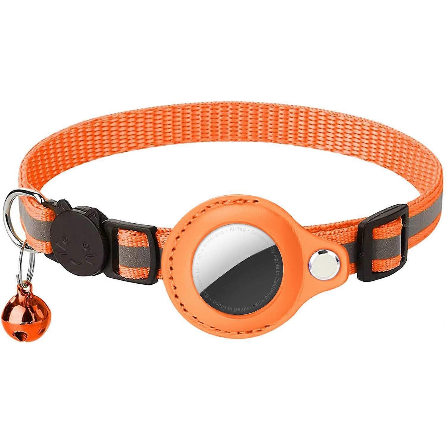 Handmade Cat Neckwear Collar for Airtag with Bells Reflective Breakaway Safety Buckle Adjustable Size for Cats