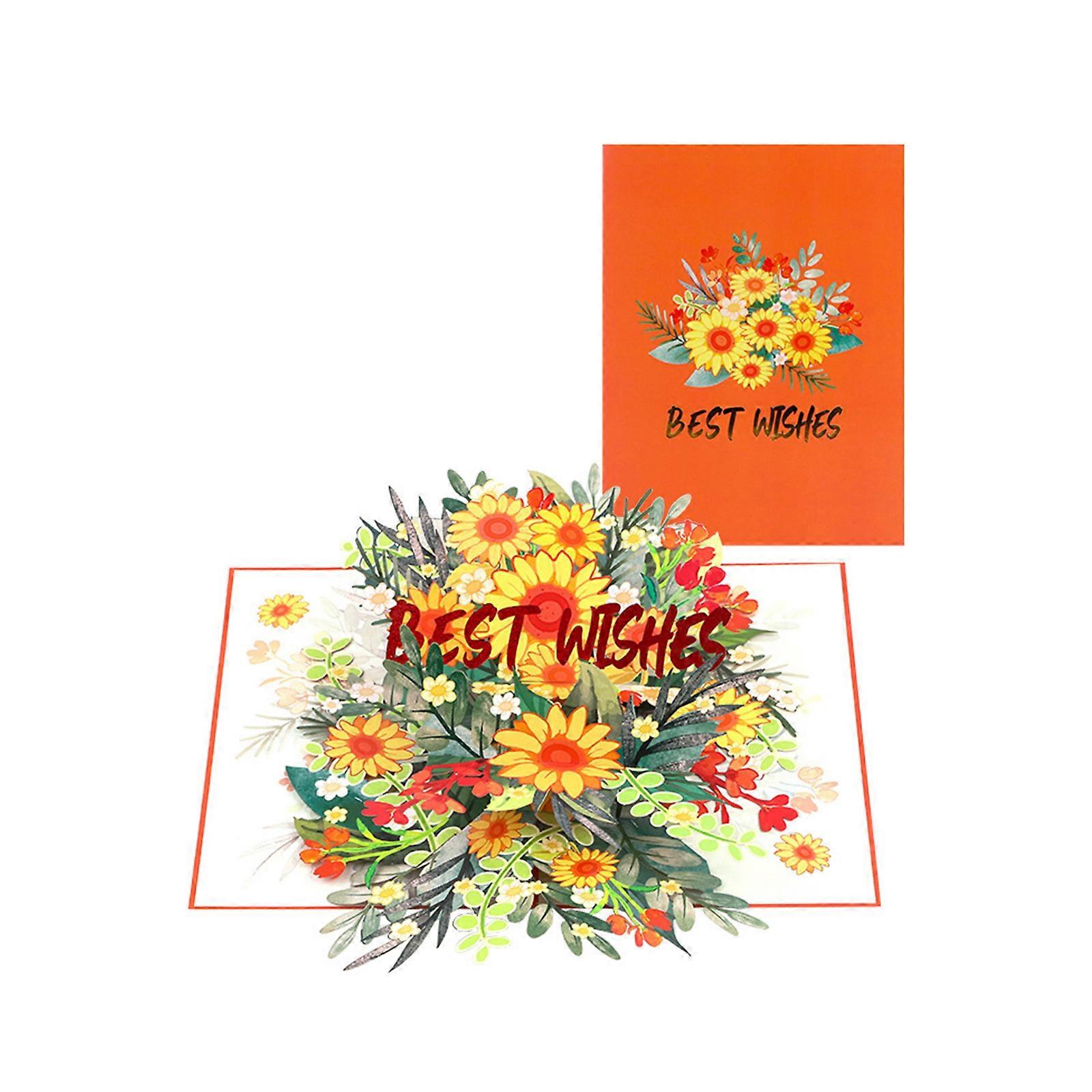 Handmade Rotating Flower Birthday Card Artistic 3D Rotating Sunflowers Card Stable Quality Paper for Lasting Effect