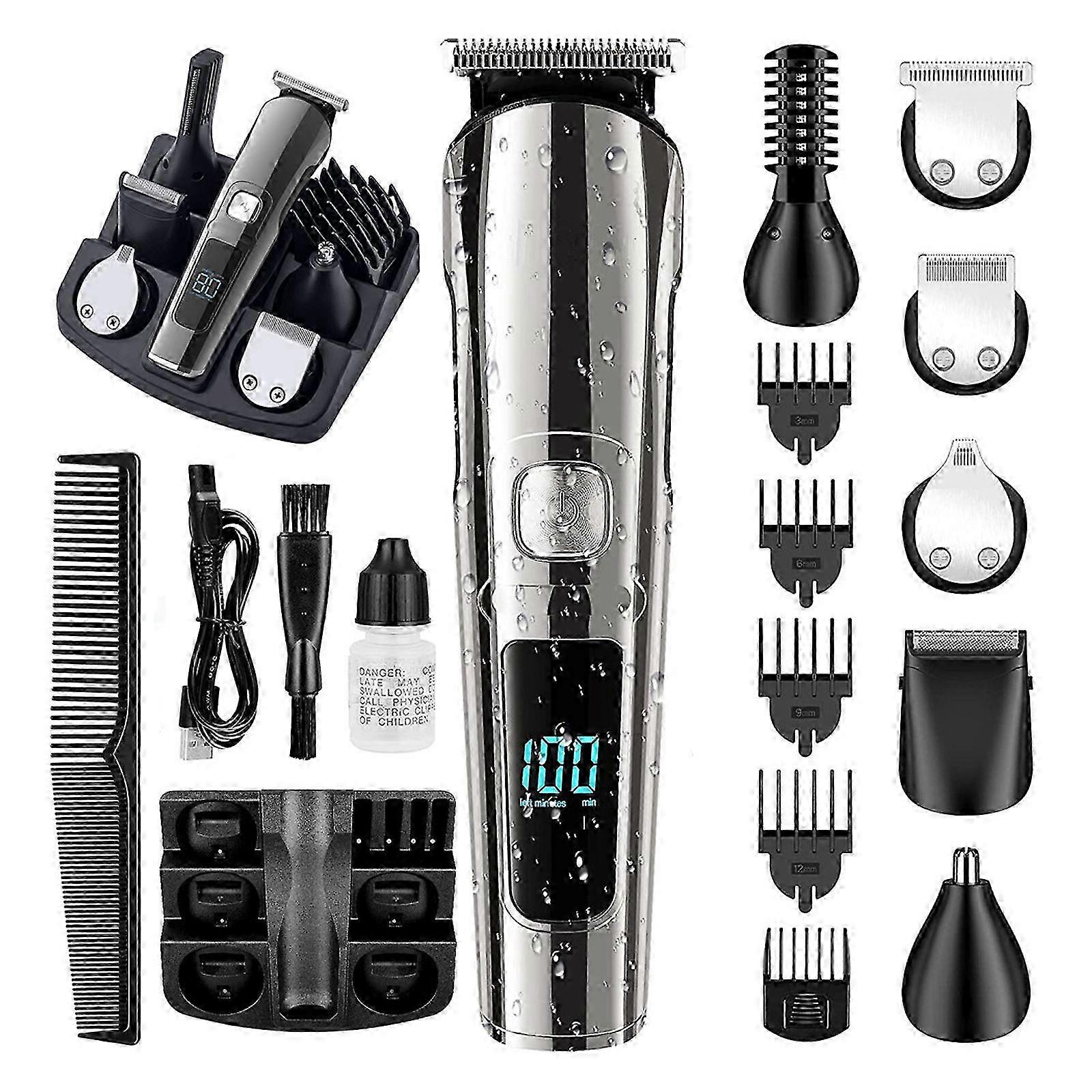 2025 8688 6-in-1 Set: 5-in-1 Hair Trimmer USB Charging Waterproof Smart Display