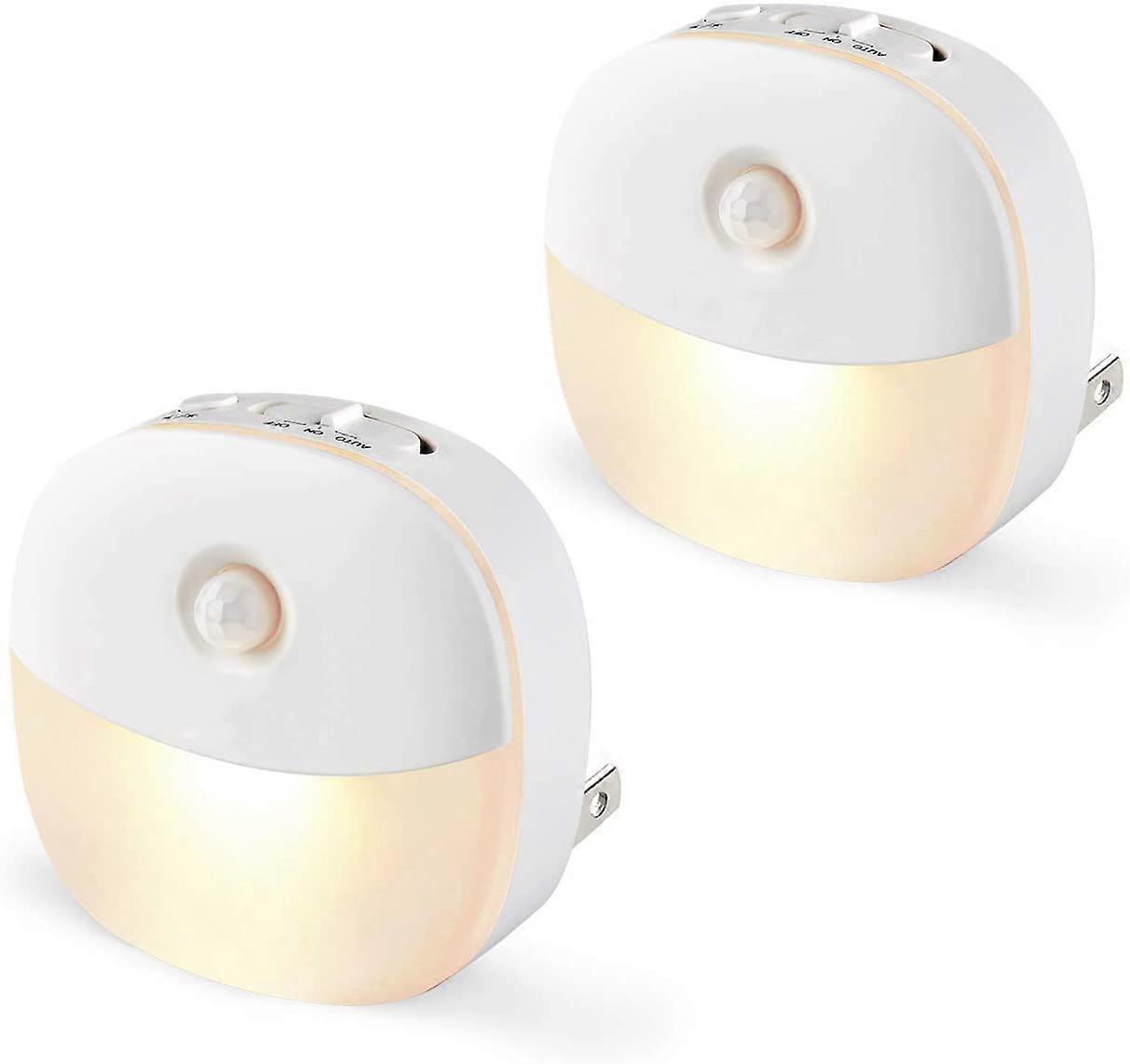 Plug-In Led Motion Sensor Night Light Warm White Led Nightlight With Dusk To Dawn Sensor Motion Sensor (2 Pack)