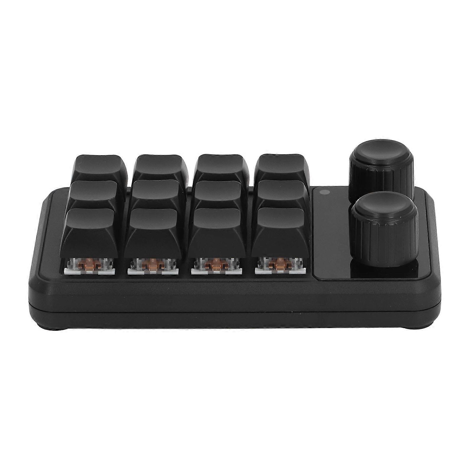 Mini Gaming Keypad 12 Keys 2 Knobs Blue Switch Black Color Programming Macro Keypad with RGB Light for Industry 