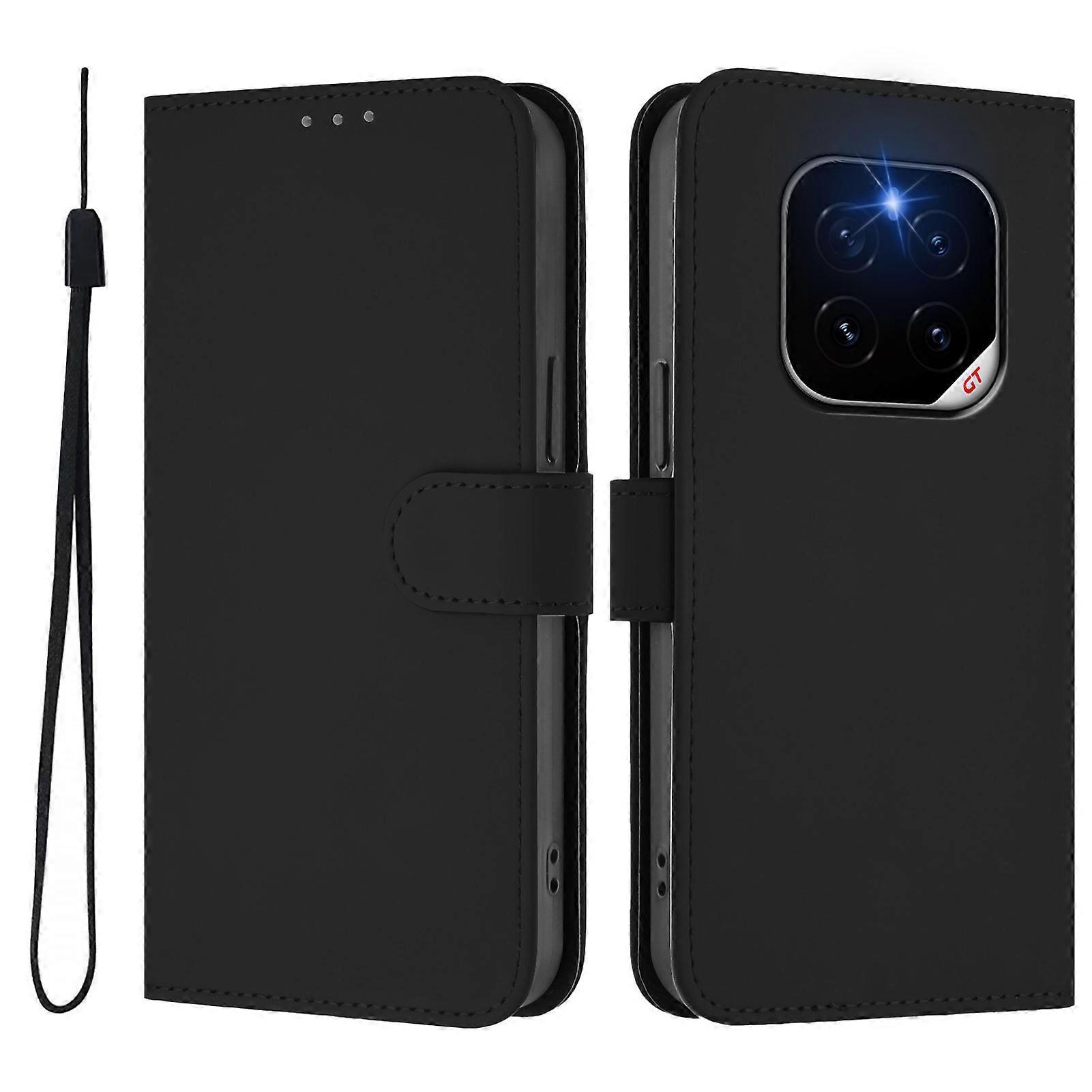 Compatible For Honor GT Pro Case Solid Color Wallet Leather Phone Cover with Strap