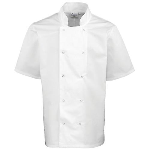 Premier Unisex Studded Front Short Sleeve Chefs Jacket (Pack of 2)