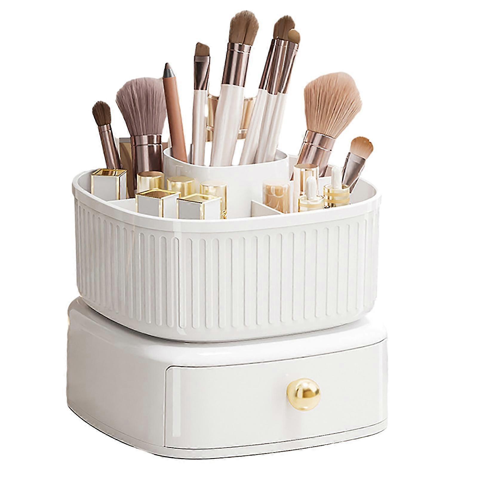 2025 Makeup Organizer with Drawer 360 Degree Rotating Multi-functional Cosmetic Storage Box for Dressing Table Bathroom Office