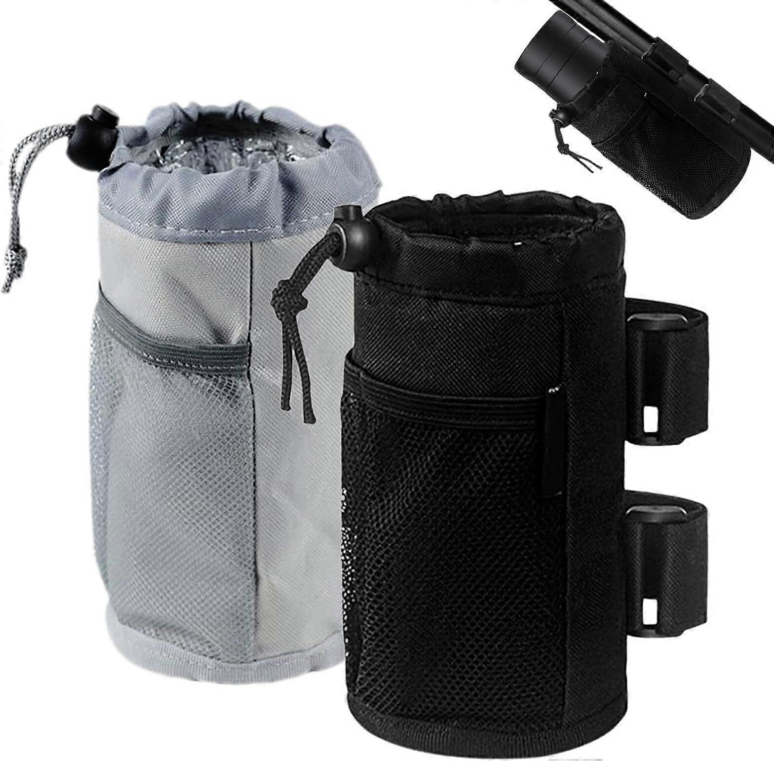 Set of 2 Bicycle Bottle Holders, Bicycle Water Bottle Holders, Waterproof Material with Drainage Hole at the Bottom, Elastic Cord, Suitable for Stroll