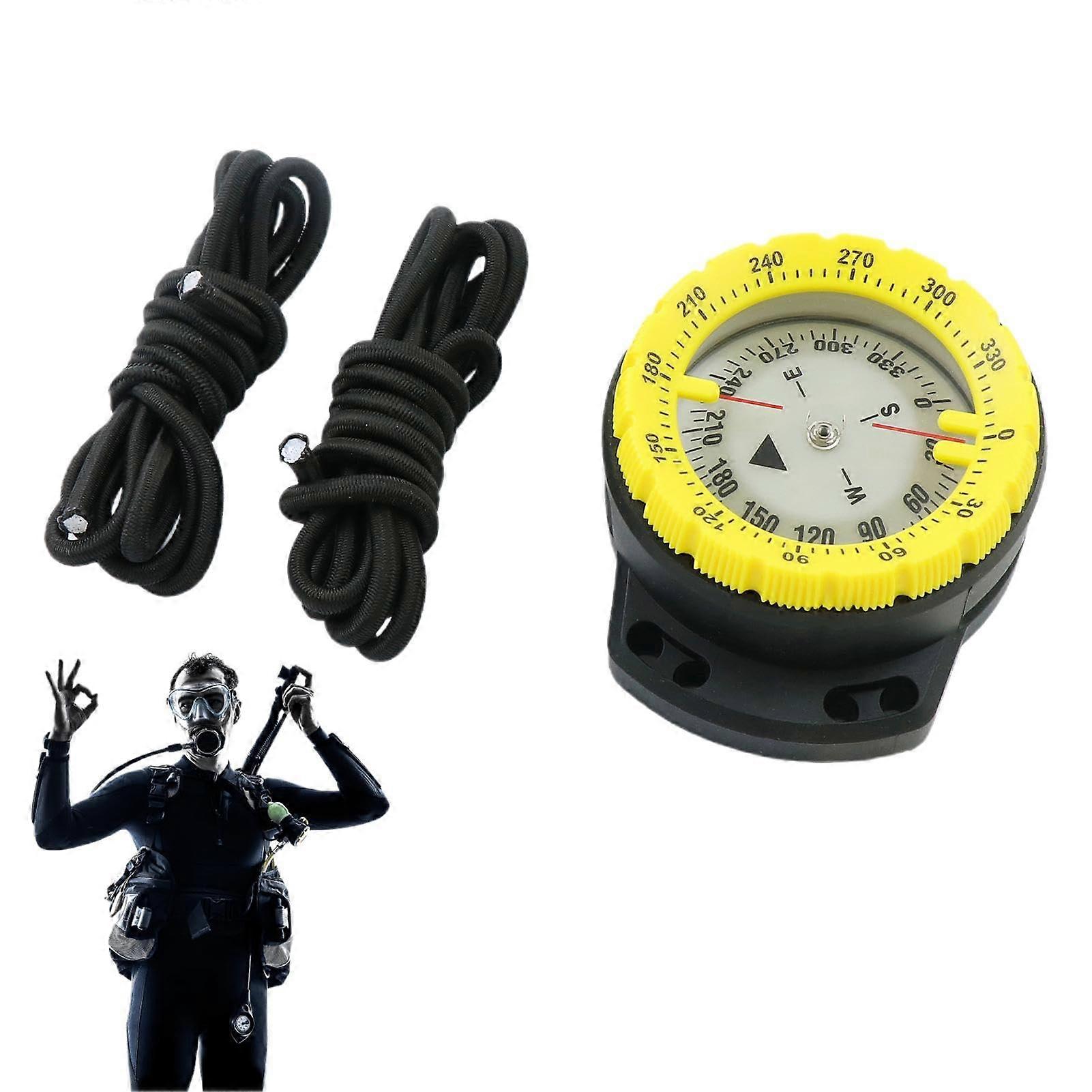 Kayak Compass, Diving Compass with Rope, Luminous, Side Window, Yellow