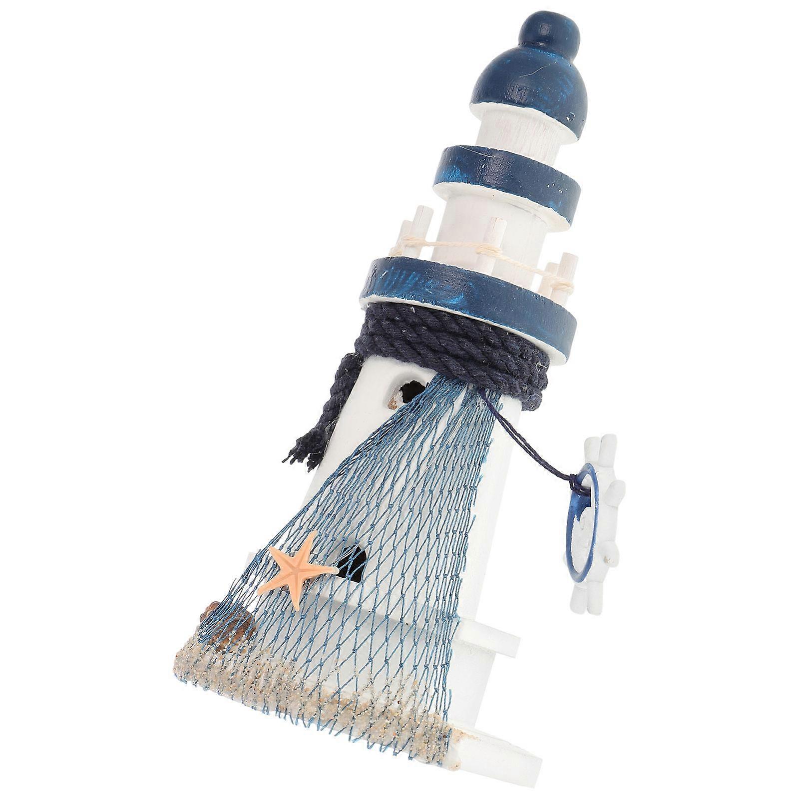Crafted Small Lighthouse Decor, Retro Pine Figurine for Photo Sessions