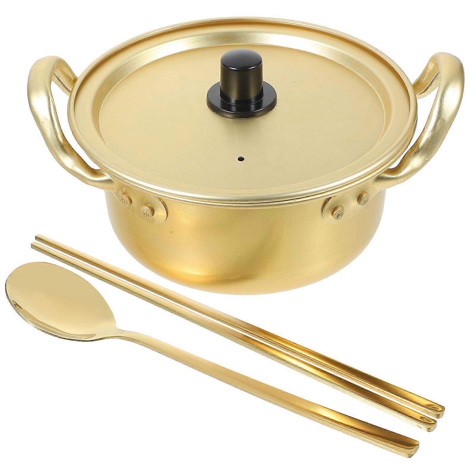 Korean Style Deep Aluminum Noodle Pot with Non Stick Coating, Multi Purpose for Ramen, Soup, Hot Pot, Grill, and Use
