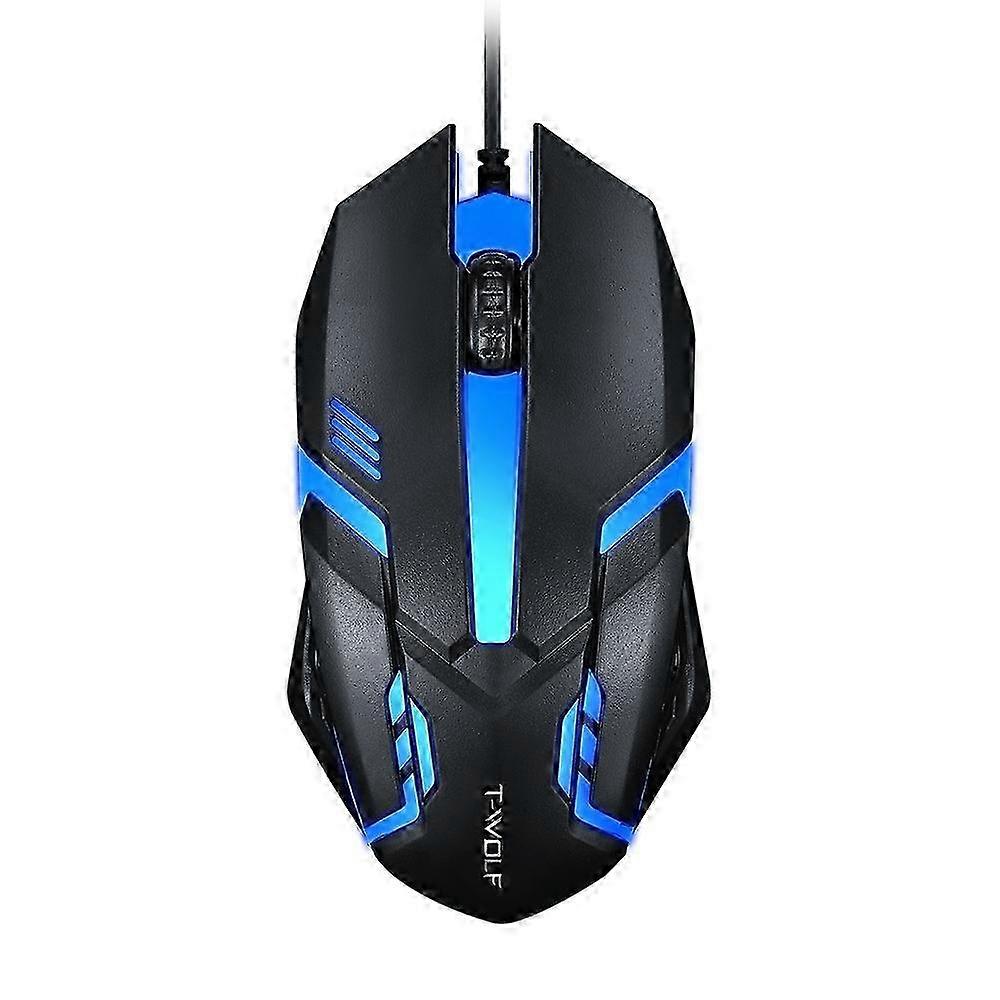 2025 2 PCS T-WOLF V1 USB Interface 3-Buttons 1200 DPI Wired Mouse 7-Color Backlit Gaming Mouse, Cable Length: 1.35m