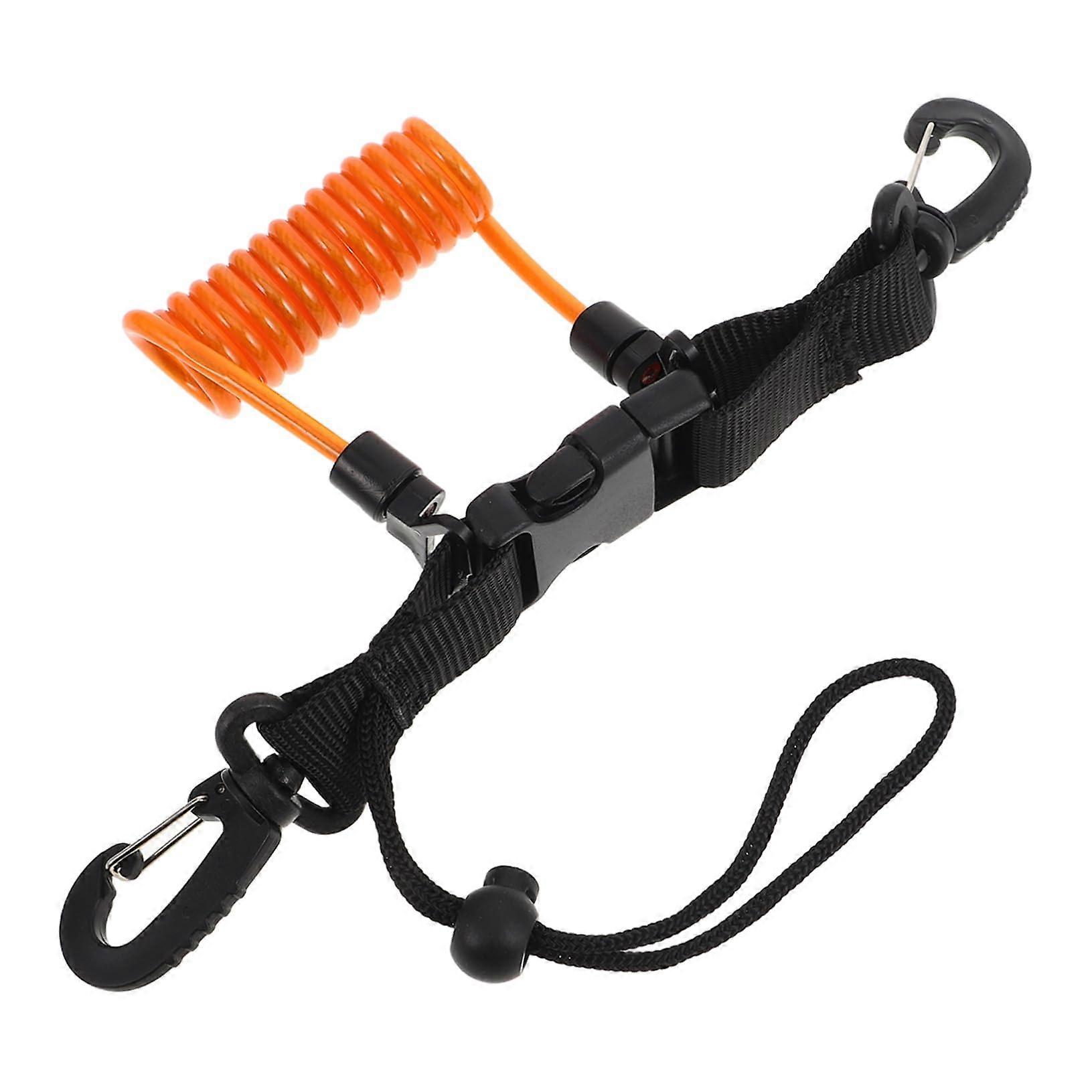 Dive Camera Lanyard Retractable With Locking Band Anti-Loss Tether For Spool Diving Black Polypropylene