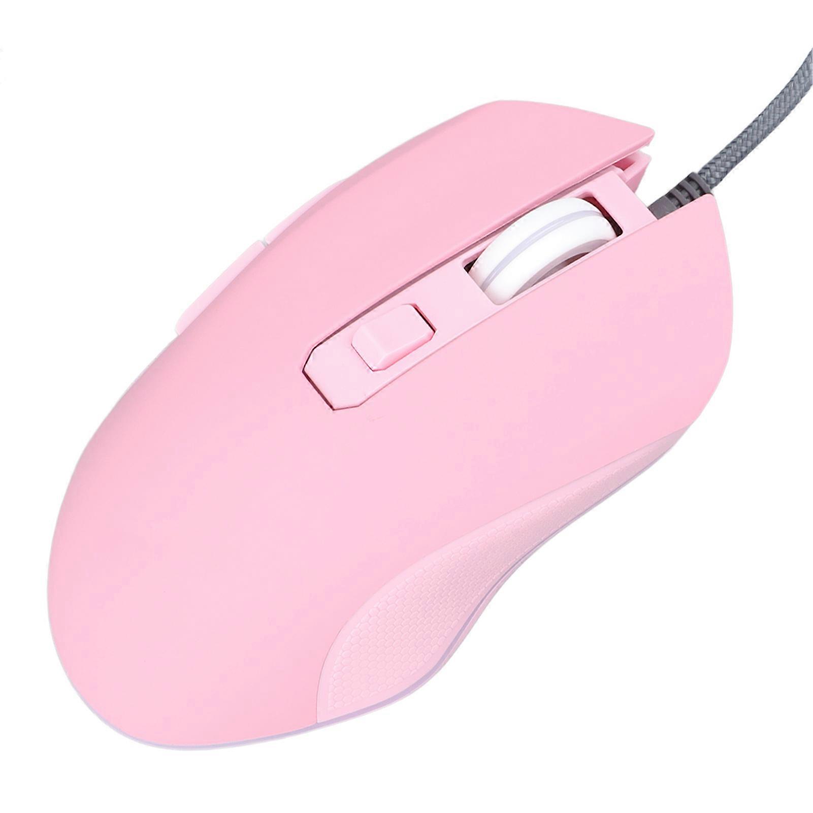 LED Mouse Type C Interface Portable Silent Roller Switch Ergonomic Cute Cartoon Appearance Mouse for Macbook Pink Wired USB