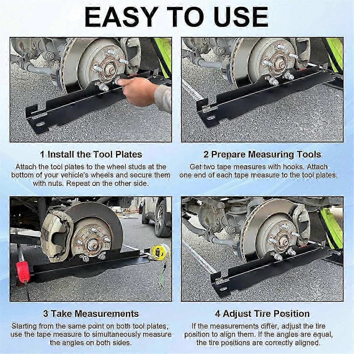 Universal Car Wheel Alignment Plate Tool Car Toe Board Wheel Alignment Tool with 2 Tape Measures for SZRH