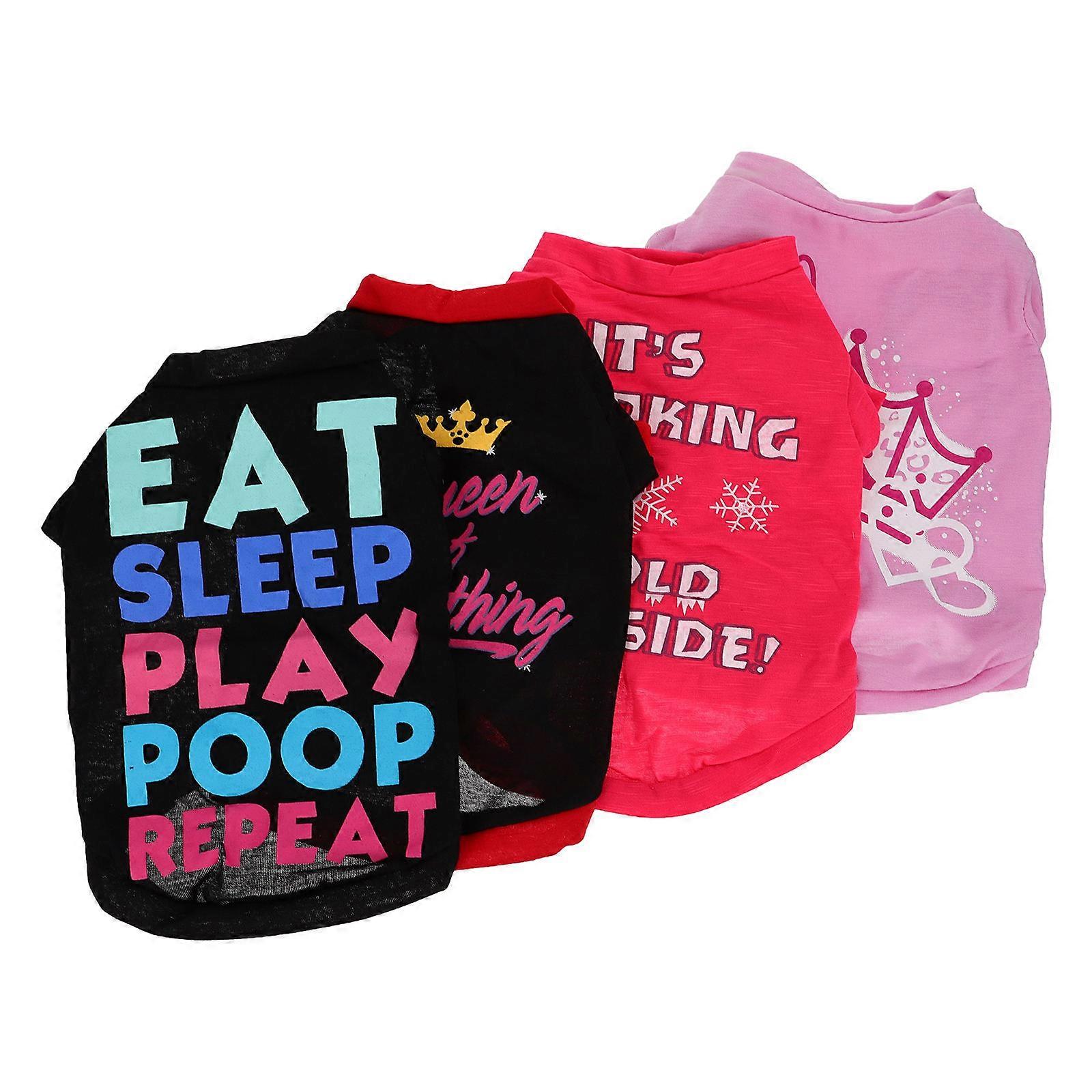 Aesthetic Dog Clothes Spring Parties Black with Letters Small Dogs Apparel 4Pcs