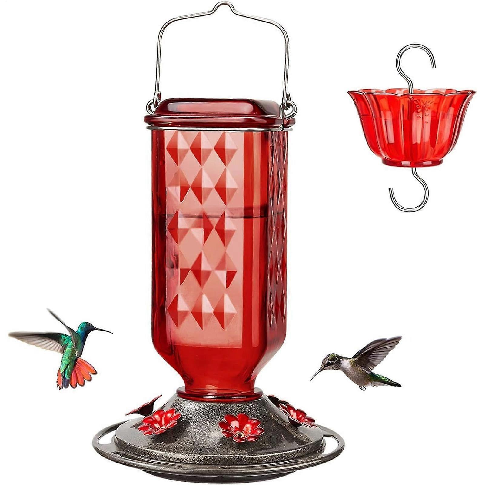 Hummingbird Feeder for Garden with 6 Bee Wax Connections Red