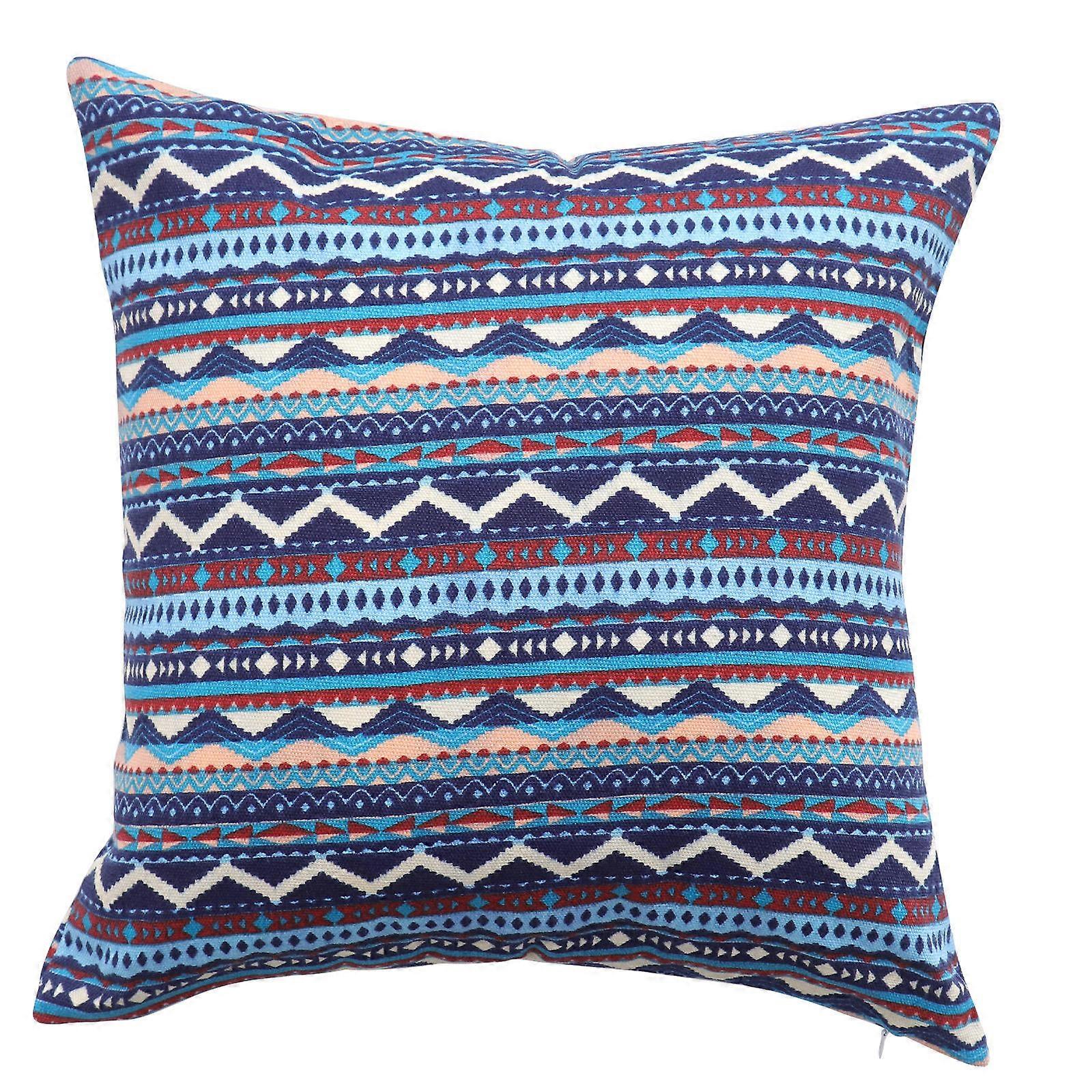 Accent Pillow Bohemian Style Square Cotton Pillow Decor 45x45cm Blue Comfortable Touch 1Pack