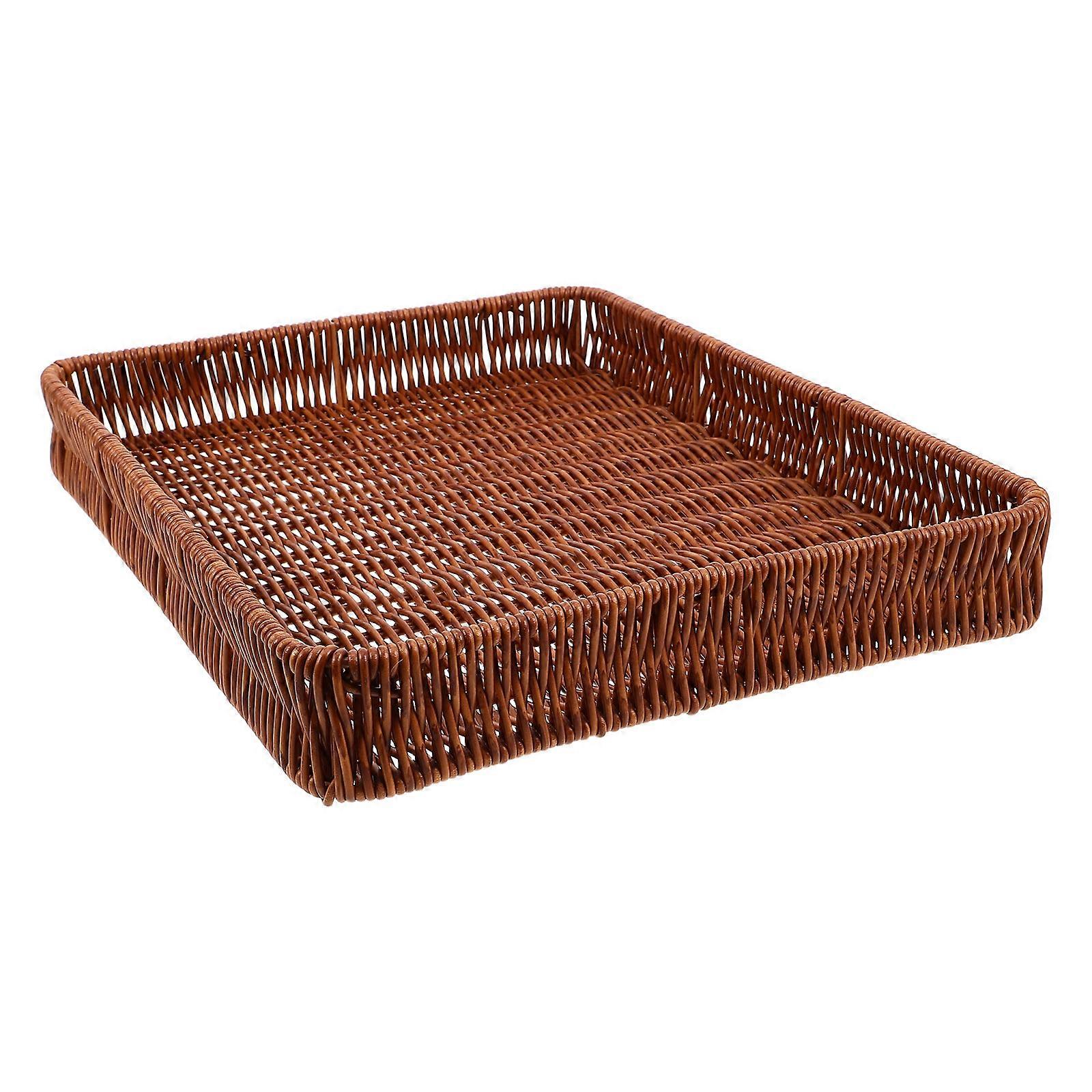 Woven Food Basket for Bread, Snacks, Fruits, and Vegetables – Lightweight Fake Rattan Display and Storage Bin for Home and Supermarket Use – Chic