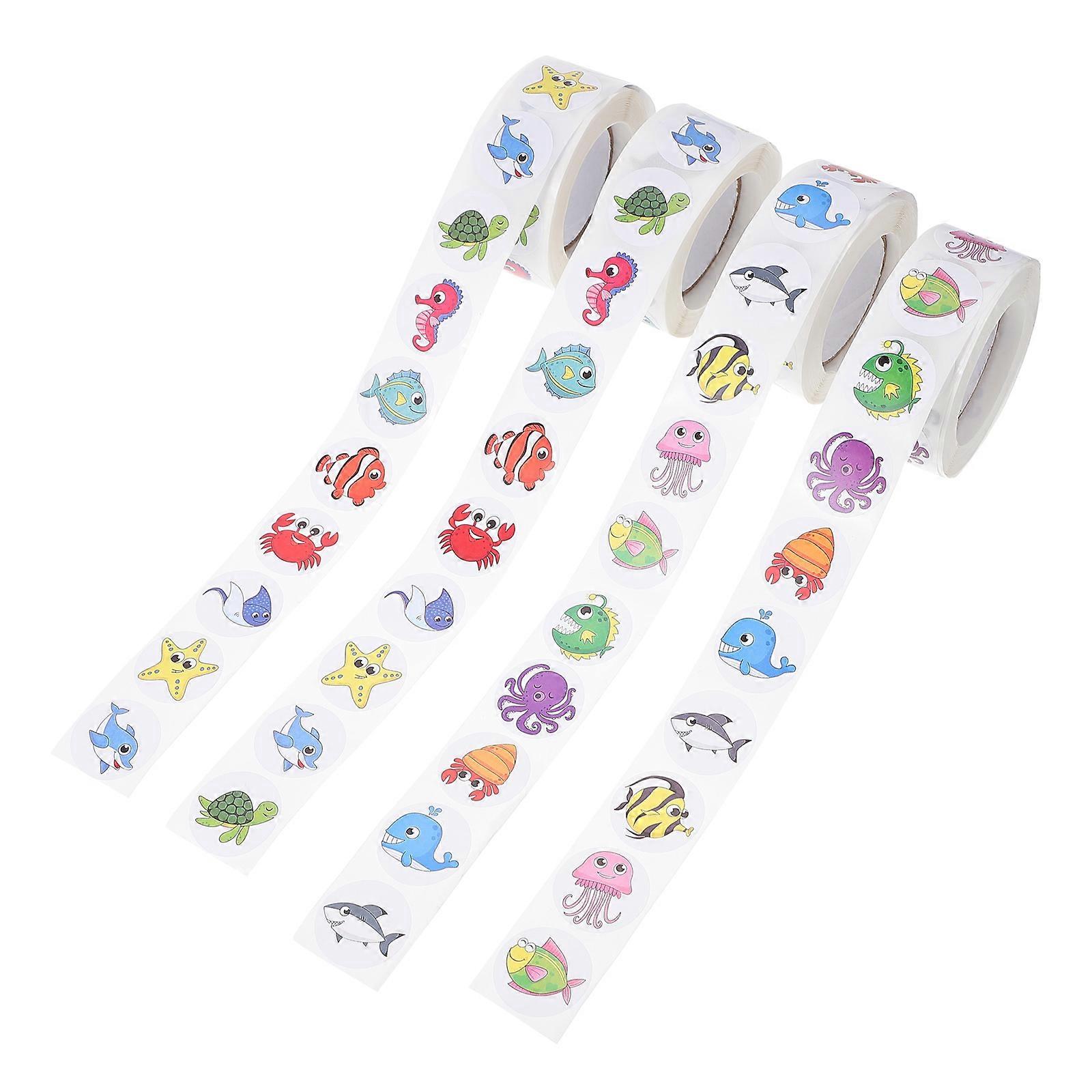 Sticker Craft Chicken Reward Stickers Multi-Colored 2.5X2.5Cm Self-Adhesive For Children Rewards 4 Rolls