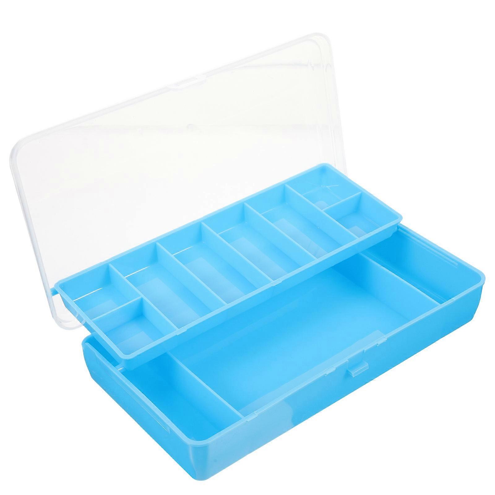 Fishing Tackle Storage Box Multi Functional Fishing Box Double-Layered Sky-Blue 1Pcs