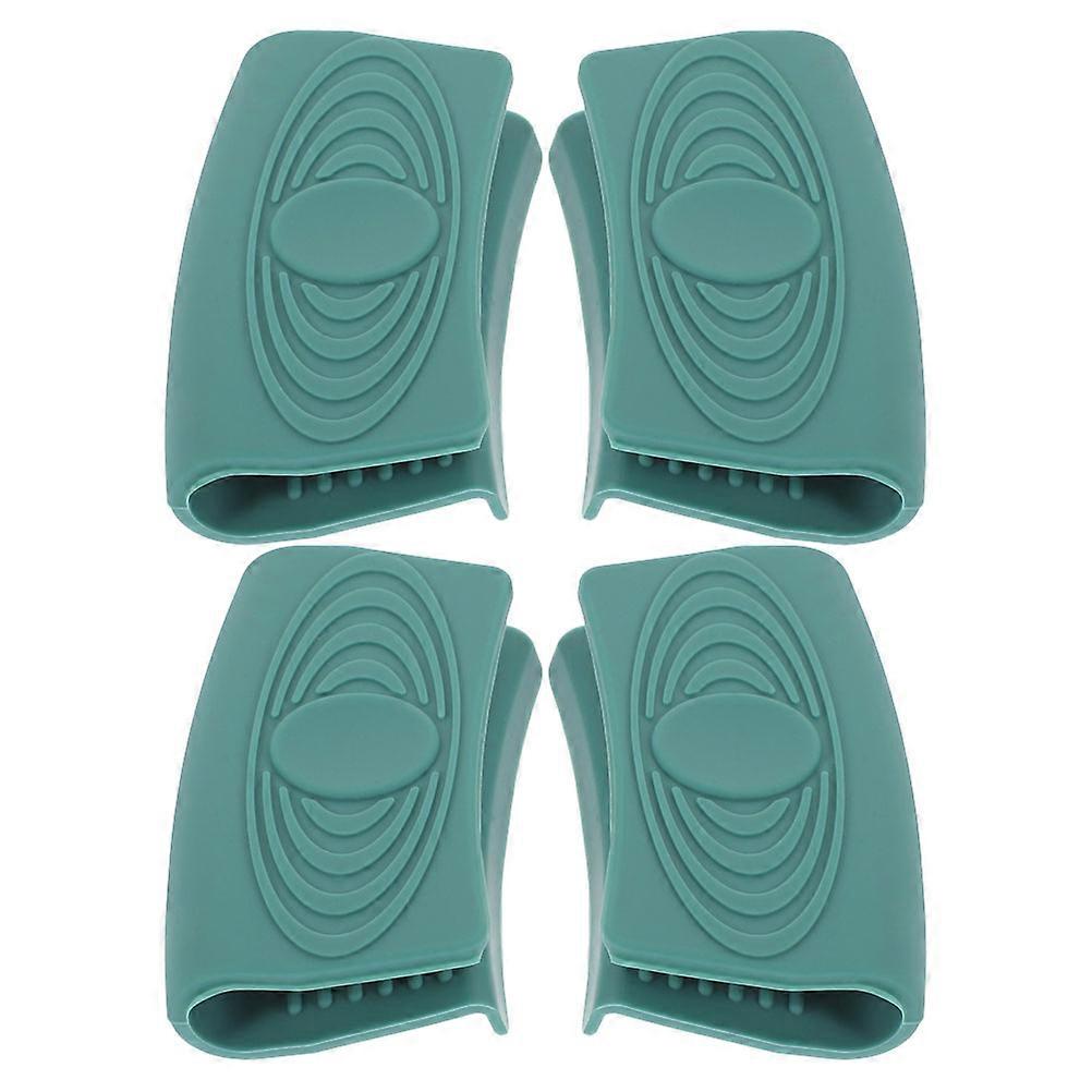 Anti-Scalding Pot Grip Handle Sleeves Cookware Cooking Heat Resistant Silicone Green 8.00X4.00X2.00CM 4Pcs