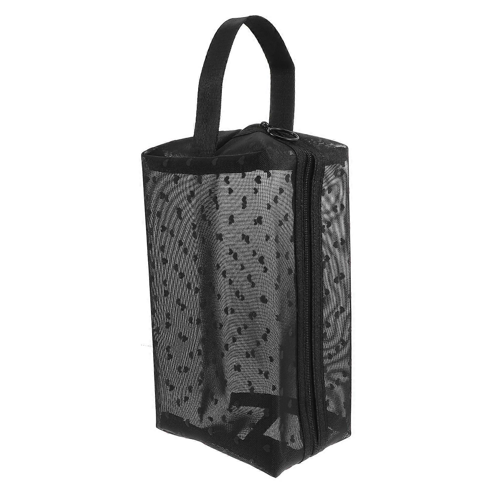 Toiletry Storage Bag 1Pcs Black Mesh Versatile Makeup Pouch with Rational Space for Storage Use