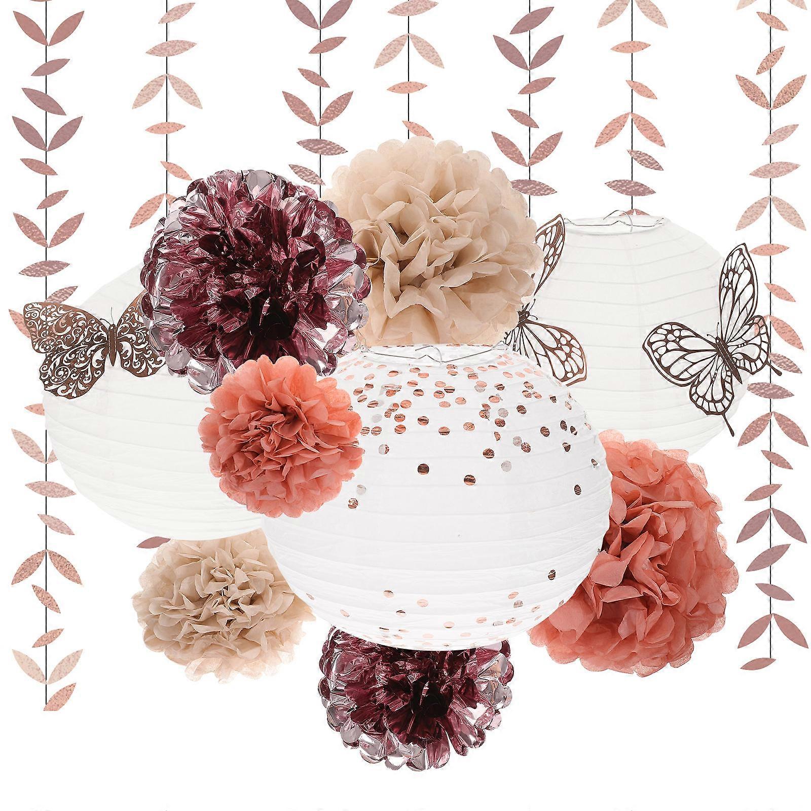 Set of Wedding Paper Lantern Decorations with Butterfly Ornaments, Hollow Design, Lightweight & Easy to Hang for Birthday Parties, Carnival &