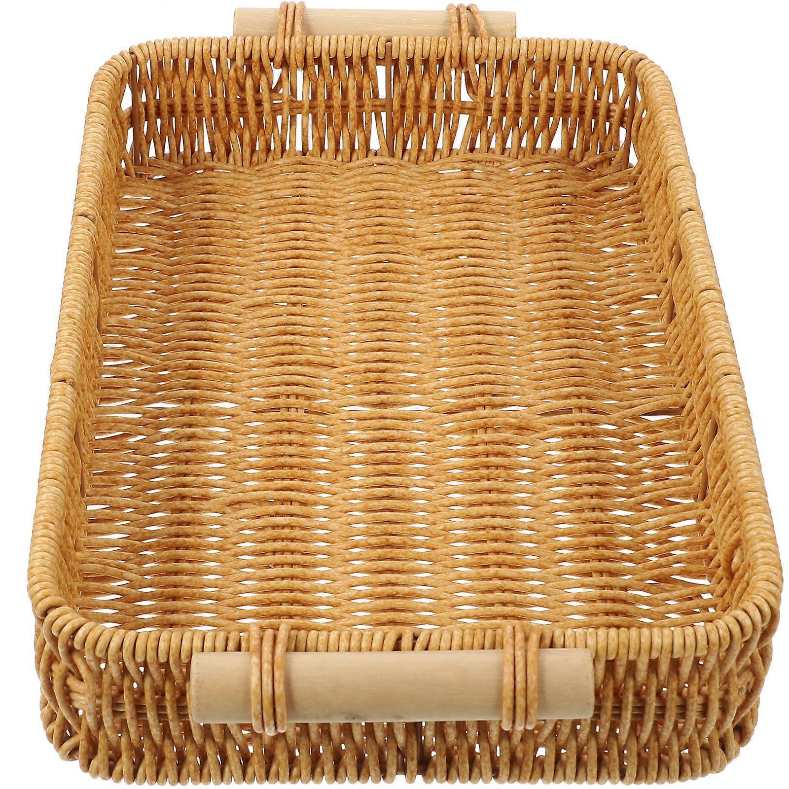 Woven Fruit Basket Rustic Style Kitchen Organizer Khaki 5.5X20.2X34CM Small Woven Basket 1Pack