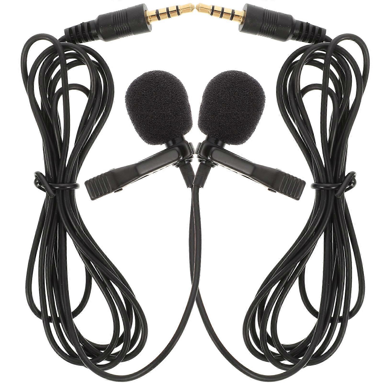 Lapel Microphone 2PCS High Sensitivity Clip Mic for Video Recording Interviews Meetings Compatible with Various Mobile Phones Durable