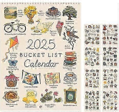 2025 Bucket List Calendar, 2025 12 Months Wall Calendar, 2025 Wall Calendar To Do List & Notes Calendar, 2025 Calendar for Planning or Organizing