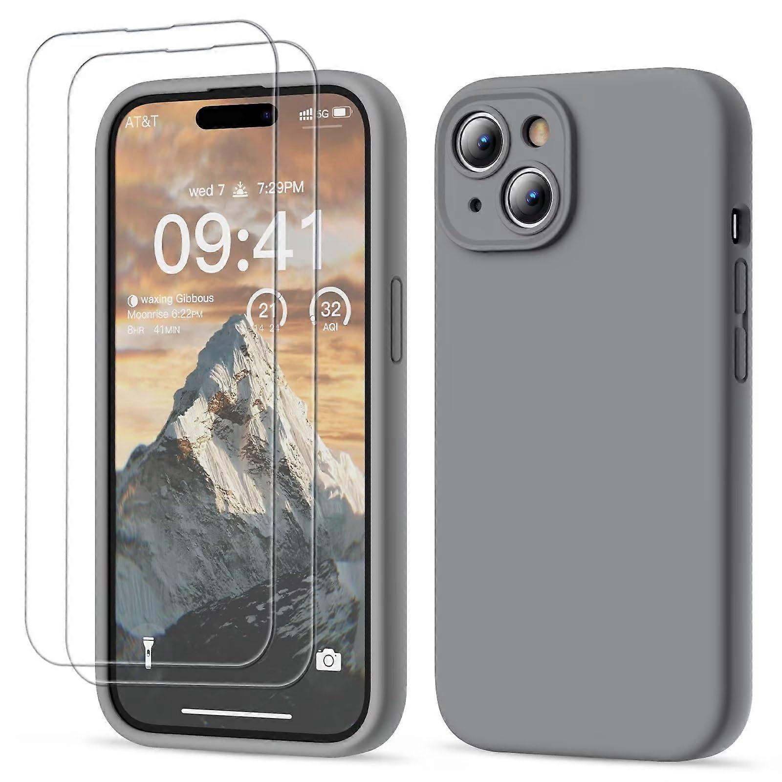 iPhone 15 Case Premium Silicone 6.1 Inch Camera Protective Case Gray