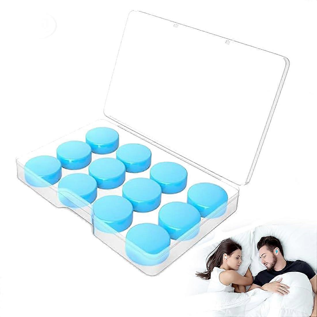6 Pairs Silicone Ear Plugs Reusable Soft Waterproof Ear Plugs for Sleeping Swimming Shower Noise Reduction Blue