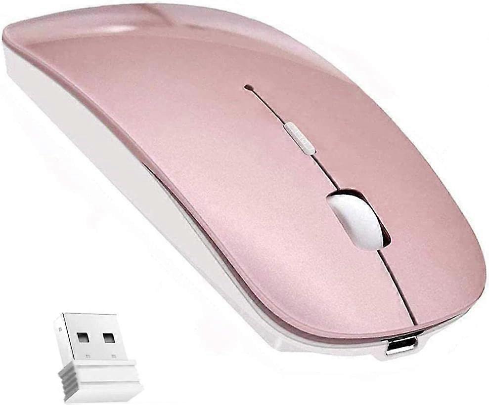 Slim Wireless Mouse, 2.4G Silent Laptop Mouse with Nano Receiver, Ergonomic Wireless Mouse (Rose Gold)