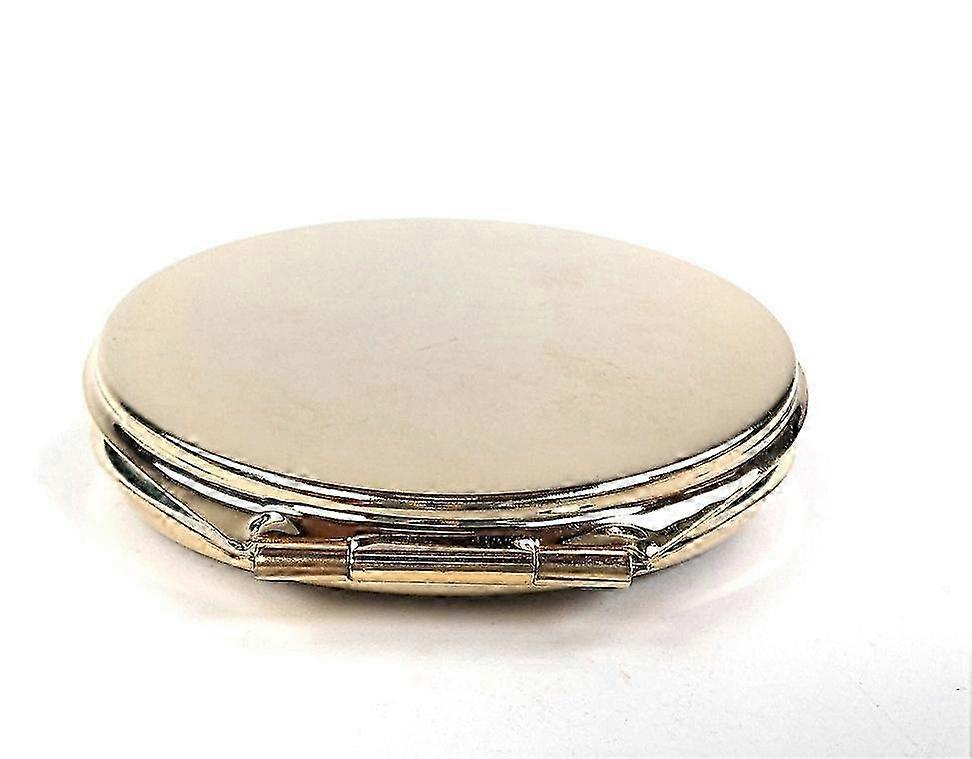 Double-sided pocket mirror, makeup mirror, compact mirror, round folding mirror 7 cm gold